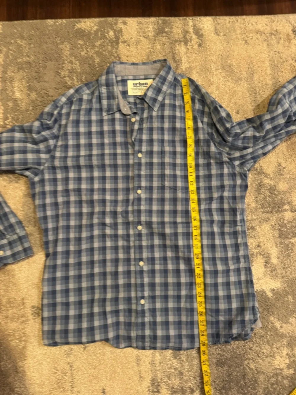 Urban pipeline Light and Navy Blue Plaid Button-Down Shirt